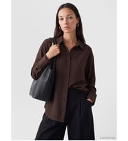 LCW EVERYDAY Kahverengi Dokulu Oversize Kadın Gömlek