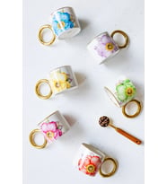 Home MİEN Premium Halka Kulplu 6lı Set Flower Kupa