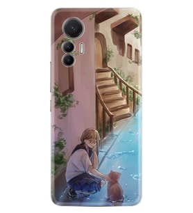 Xiaomi 12 Lite Kılıf Resimli Desenli Silikon Platinium Series Cat And Girl 1808