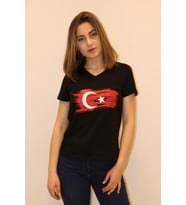 Rich Kadın V Yaka T-shirt %100 Pamuk Tişört