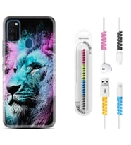 Samsung M21 M22 M23 M30 M31S M32 Kılıf Kablo Koruma Spiral Silikon Pink Blue Leon 1603