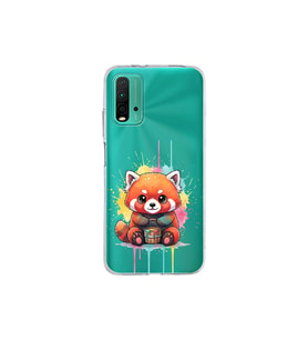 Poco M3 ile Uyumlu Splash Tilki Tasarımlı Şeffaf Silikon Kılıf