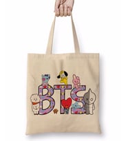 Bts BT21 Karakterleri 01 Bez Çanta Uzun Saplı
