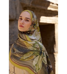 Sarı ED Scarf Sunrise Zambak Desen Şal