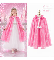 Kar Tanesi Desenli Pembe Pelerini - Astarlı Pelerini 85 cm