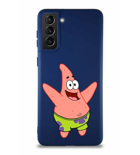 Samsung Galaxy S21 Plus Soft Premier Kapak Patrick Yıldız Tasarımlı Silikon Kılıf - Lacivert (Şeffaf)