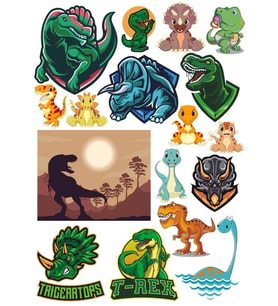Dinozorlar Sticker Set 4 17 Parça Telefon, Tablet, Defter, Laptop Sticker
