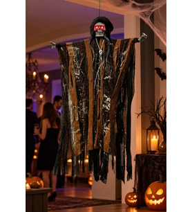 Halloween Cadılar Bayramı Asılabilir İskelet Hayalet Sesli Işıklı Ses ve Temasa Duyarlı 70x45 cm