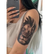 Karat Tattoo Aslan Desenli Su Geçirmez Geçici Dövme Kol Omuz Bacak Uyumlu Siyah Büyük Tattoo
