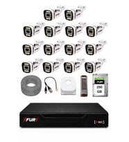 FURY 14 Kameralı 1080P Sesli 6 Warm LED Renkli Gece Görüşlü Güvenlik Kamera Sistemi 250GB 1606