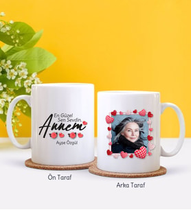 BK Gift Kişiye Özel Fotoğraflı En Güzel Sen Sevdin Annem Tasarımlı Beyaz Kupa Bardak-1