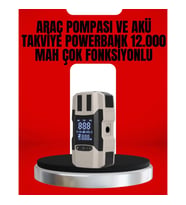 Mey İthalat® Dijital Ekranlı Araç Pompası Akü Takviye Powerbank 12.000 mAh