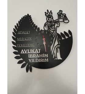 AVUKAT,ADALET,HUKUK BÜROSU,ADLİYE İÇİN DUVAR SAATİ kişiye özel isim ve bilgi yazılı gönderilecektir.