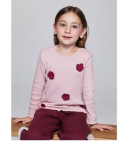 LCW Kids Pembe Bisiklet Yaka Desenli Kız Çocuk Tişört