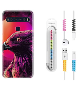 TCL 10L 10 Plus 10SE 20E 20SE 30SE L7 Kılıf Kablo Koruma Spiral Silikon Red Eagle 1752