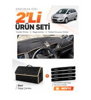 e-biz OPEL ZAFİRA B (2004-2011) Uyumlu Torpido Örtüsü + Deri Bagaj Çantası Seti - Siyah-Bej - OP018
