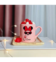 Minnie Mouse Tasarımlı Kişiye Özel Pembe Türk Kahvesi Fincanı