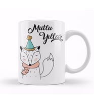 Sevimli Tilki İle Mutlu Yıllar Kupa Bardak Porselen