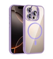 Durukar® iPhone 15 Pro Max Remim Lensli Magsafe Standlı Kapak - Lila