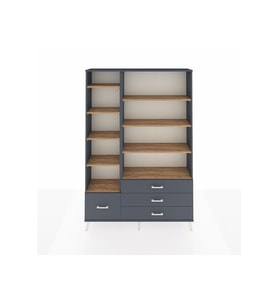 Arges Dolap 9 Raflı 4 Çekmeceli  132x30x195 Antrasit-Çam/Antrasit