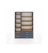 Arges Dolap 9 Raflı 4 Çekmeceli  132x30x195 Antrasit-Çam/Antrasit