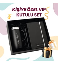 Kişiye Özel VIP Hediye Seti – Metal Detaylı Defter & Kalem & Termos Seti