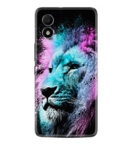 TCL 303 Kılıf Silikon Desen Özel Seri Pink Blue Leon 1603