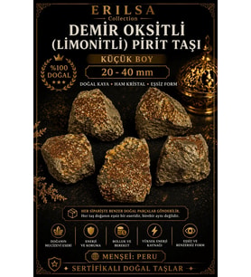 Sertifikalı Demir Oksitli Limonitli Pirit Taşı 20-40 mm Küçük Boy Doğal Ham Kütle