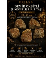 Sertifikalı Demir Oksitli Limonitli Pirit Taşı 20-40 mm Küçük Boy Doğal Ham Kütle