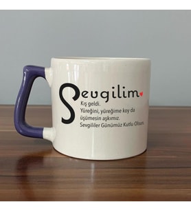 Sevgilim Baskılı Mor Kulplu D Kupa