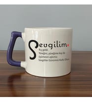 Sevgilim Baskılı Mor Kulplu D Kupa