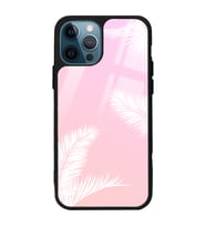 iPhone 12 Pro Max Uyumlu Beyaz Palmiye Tasarımlı Glossy Telefon Kılıfı