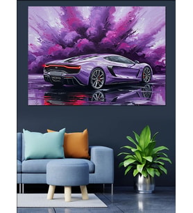 Modern Sanat Mor Spor Araba Dekoratif Kanvas - Mdf Ahşap Tablo