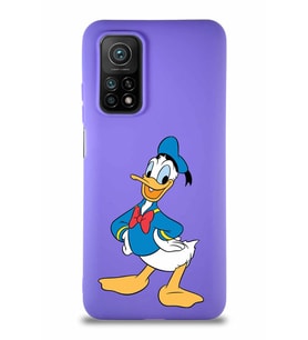 Xiaomi Mi 10T Pro Soft Premier Kapak Donald Duck-C Tasarımlı Silikon Kılıf - Mor (Şeffaf)