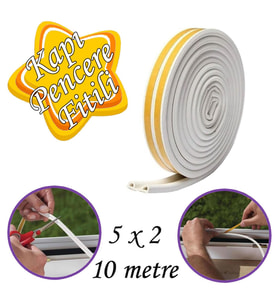 5x2=10 Metre Kapı Pencere Bandı Beyaz Fitili Yapışkanlı Soğuk Izolasyon Bant