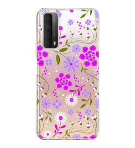 Huawei P Smart 2021 Uyumlu Kapak Flowers Tasarımlı Şeffaf Silikon Kılıf