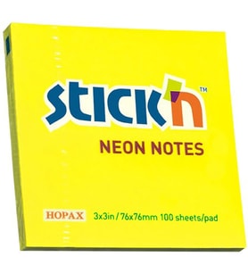 GIPTA STICKN 76X76 NEON SARI YAPIŞKANLI NOTLUK 100 YP.