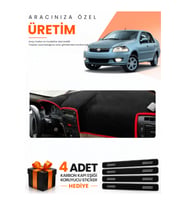 FIAT SİENA (2005-2012) Uyumlu Torpido Koruma Örtüsü Oto Kılıfı - Siyah Kırmızı