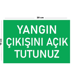 Metal Yangın Çıkışını Açık Tutunuz 15 Cm x 20 Cm Uyarı Levhası Yönlendirme Tabelası