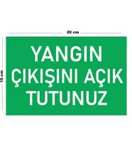 Metal Yangın Çıkışını Açık Tutunuz 15 Cm x 20 Cm Uyarı Levhası Yönlendirme Tabelası