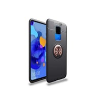 Huawei Mate 30 Lite Uyumlu Kılıf Zore Ravel Silikon Kapak (Siyah-Rose Gold)
