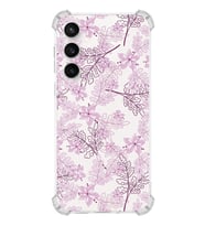 PrintiFy Samsung S23 FE Uyumlu Köşe Korumalı Floral Pudra Tasarımlı Şeffaf Silikon Kılıf