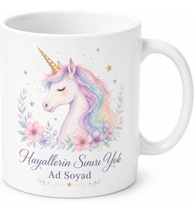 Unicorn Tek Boynuzlu At Tasarımlı Baskılı Porselen Kupa Bardak Hediye