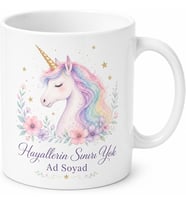 Unicorn Tek Boynuzlu At Tasarımlı Baskılı Porselen Kupa Bardak Hediye