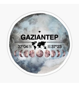 Gaziantep ve Ay Gps Harita Sticker Oto Araba Yapıştırma 15CM yazı 181