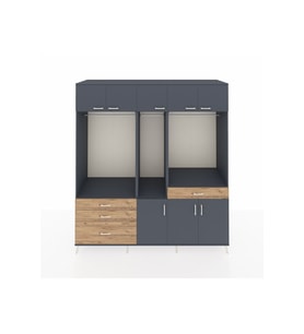 Kronos Dolap 8 Raflı 4 Çekmeceli 3 Askılı 220x59x243 Antrasit-Antrasit/Çam