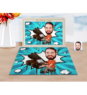 BK Gift Kişiye Özel Erkek Piyanist Karikatürlü 1000 Parça Profesyonel Puzzle-1