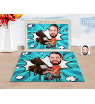 BK Gift Kişiye Özel Erkek Piyanist Karikatürlü 1000 Parça Profesyonel Puzzle-1