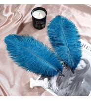 3 ADET BÜYÜK BOY 35 CM AÇIK MAVİ DEVE KUŞU TÜYÜ LİGHT BLUE OSTRICH FEATHER DEKOR AÇIK MAVİ KUŞ TÜYÜ