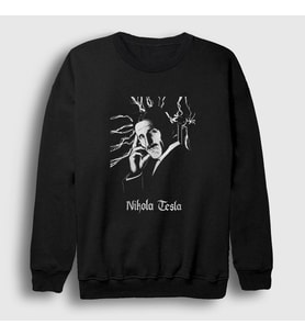 Presmono Unisex Siyah Electric Current Scientist Nikola Tesla Sweatshirt 332238tt